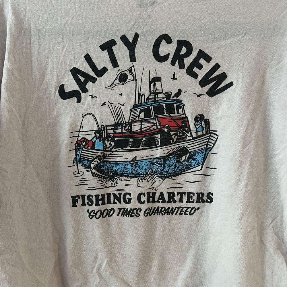 Salty Crew Light Gray Cropped Long Sleeve Top